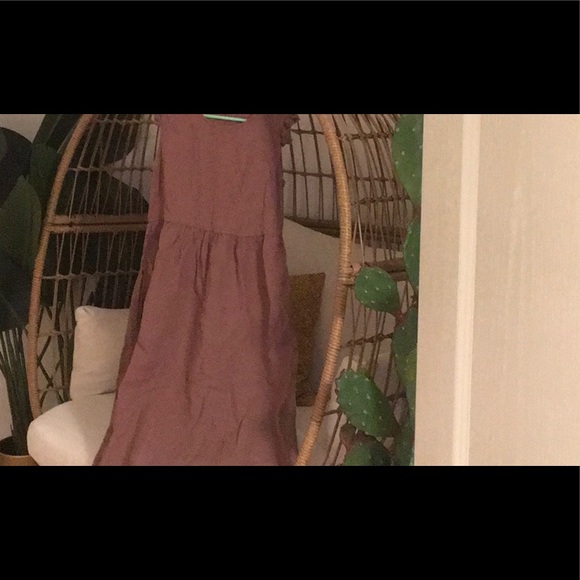Brown linen ruffle dress - Picture 3 of 8